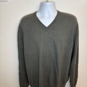 Preppy Cashmere V Neck Sweater Men's L /XL Green  Moray Brand Mongolian Cashmere